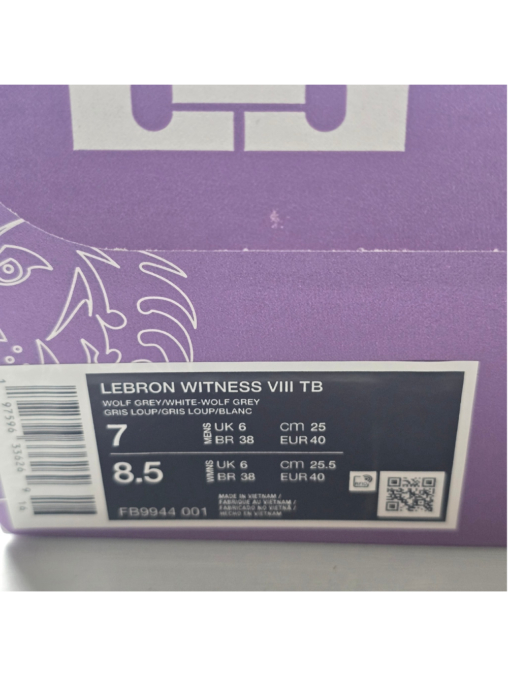 Men's Nike LeBron Witness VIII TB Athletic Shoes in Grey and White Men's 7 - Picture 10 of 10